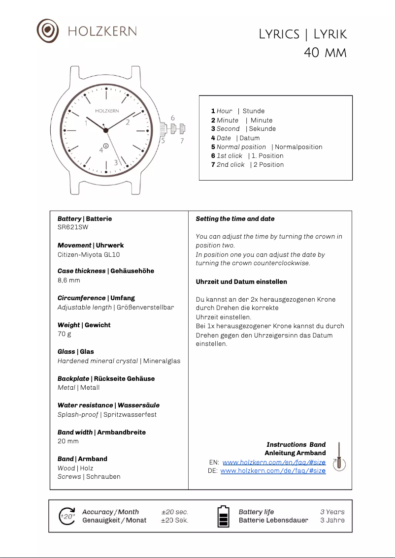 Page 1 de la notice Manuel utilisateur Holzkern Goethe
