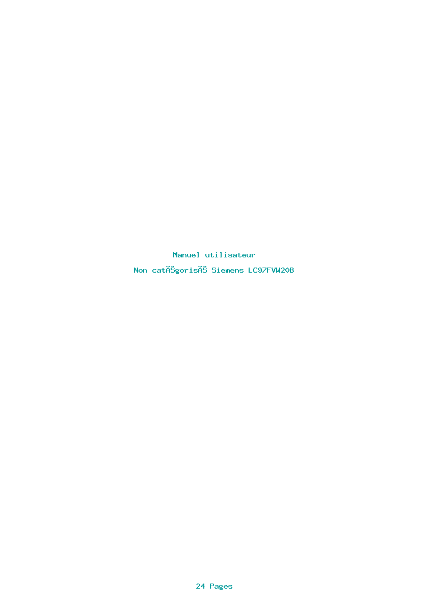 Page 1 de la notice Manuel utilisateur Siemens LC97FVW20B
