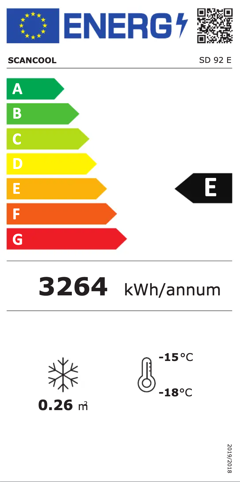 Page 1 de la notice Label énergétique Scancool SD 92 E