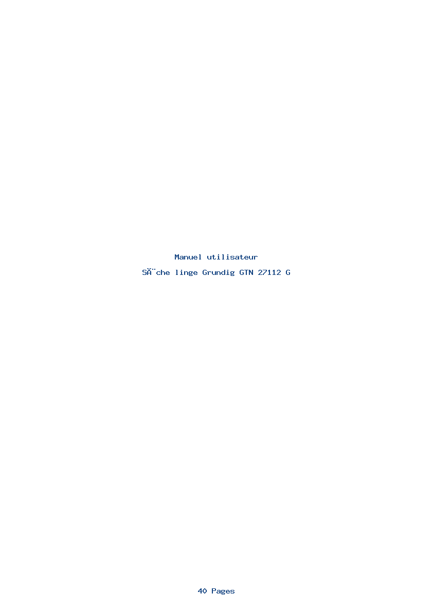 Page 1 de la notice Manuel utilisateur Grundig GTN 27112 G