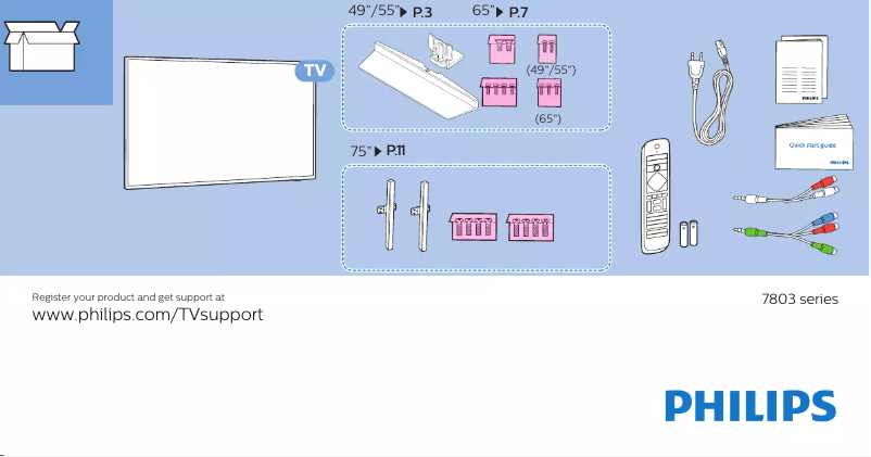 Page n°1 - Guide de démarrage rapide Philips 75PUS7803