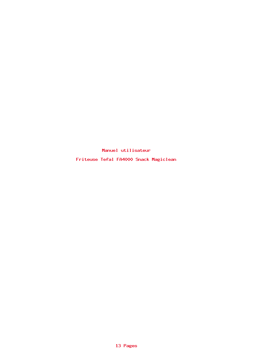 Page 1 de la notice Manuel utilisateur Tefal FA4000 Snack Magiclean