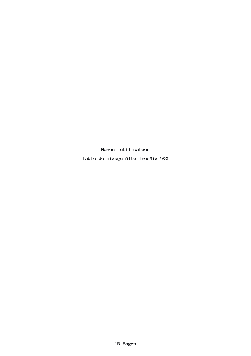 Page 1 de la notice Manuel utilisateur Alto TrueMix 500