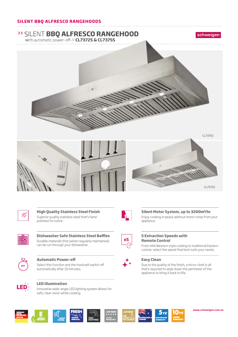 Page 1 of the manual Technical Sheet Schweigen CL7372S