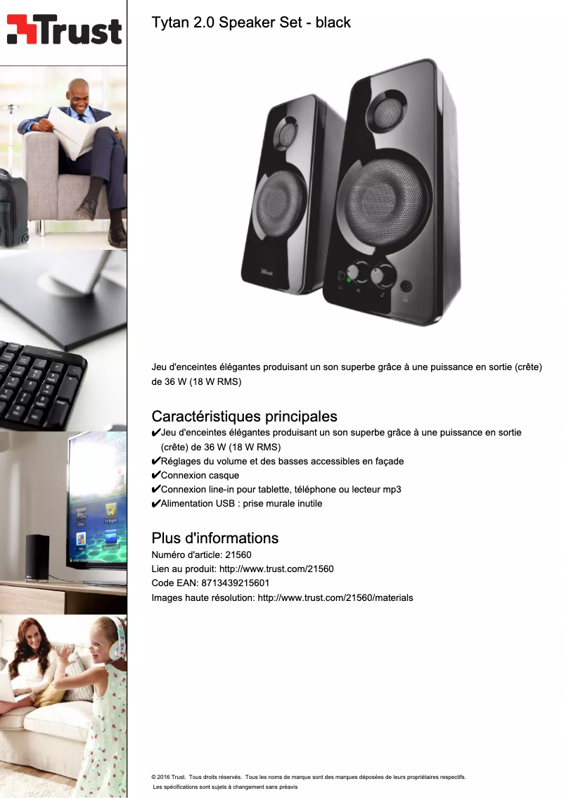 Page 1 de la notice Manuel utilisateur Trust Tytan