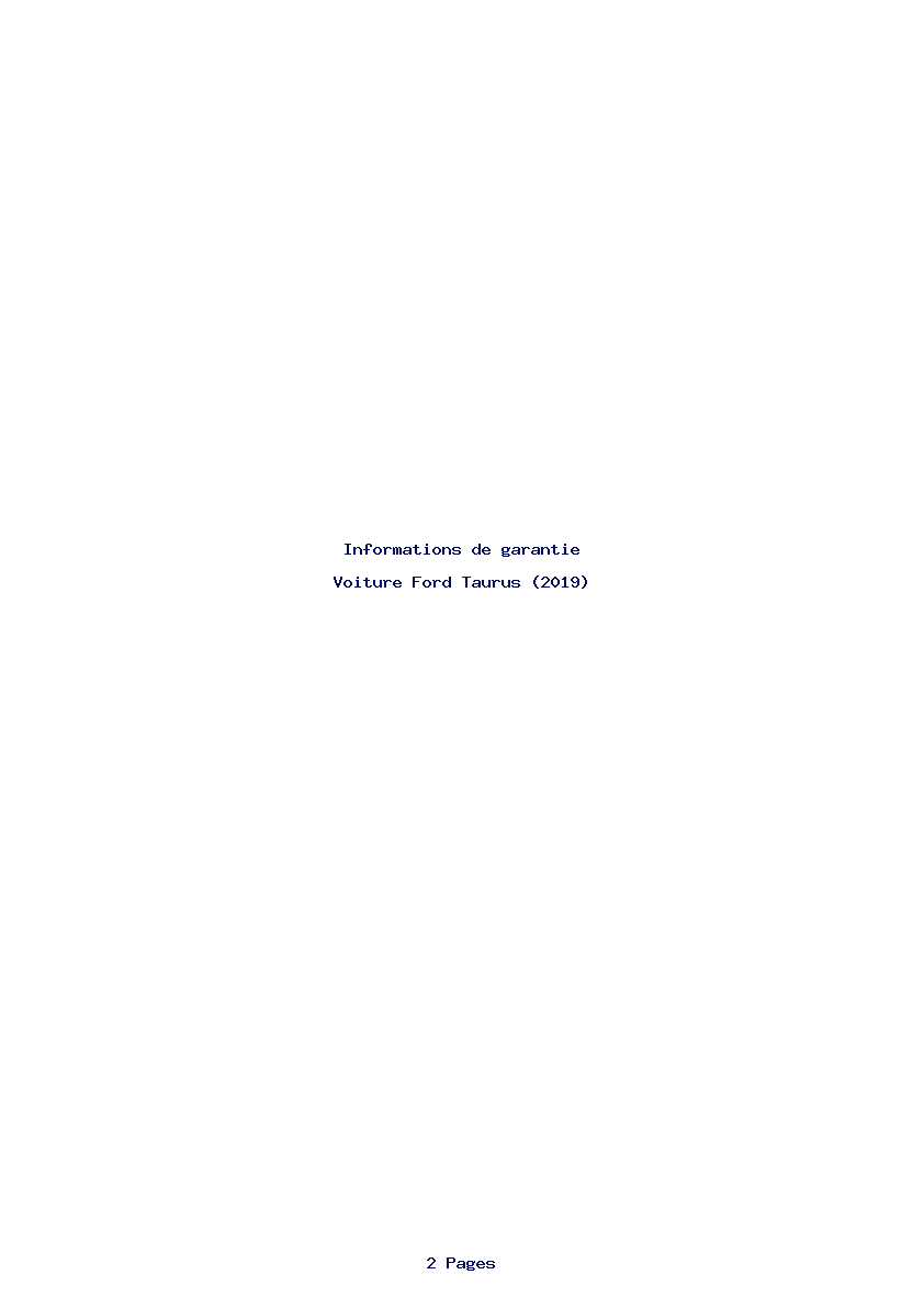 Page 1 de la notice Informations de garantie Ford Taurus (2019)