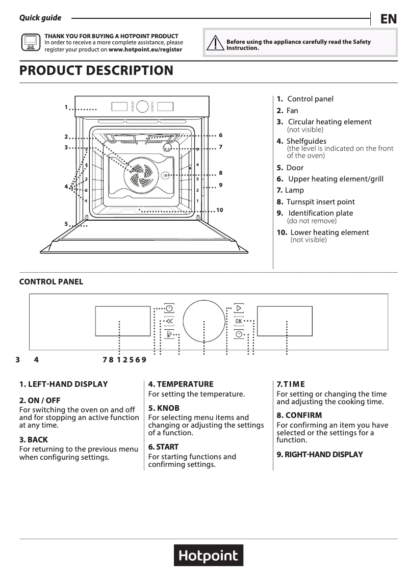 Page 1 of the manual User Manual Hotpoint SI5 854 P IX