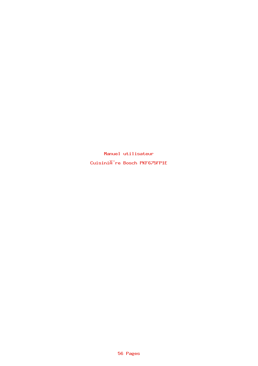 Page 1 de la notice Manuel utilisateur Bosch PKF675FP1E