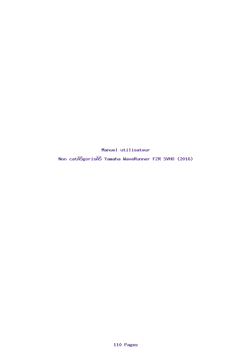 Page 1 de la notice Manuel utilisateur Yamaha WaveRunner FZR SVHO (2016)