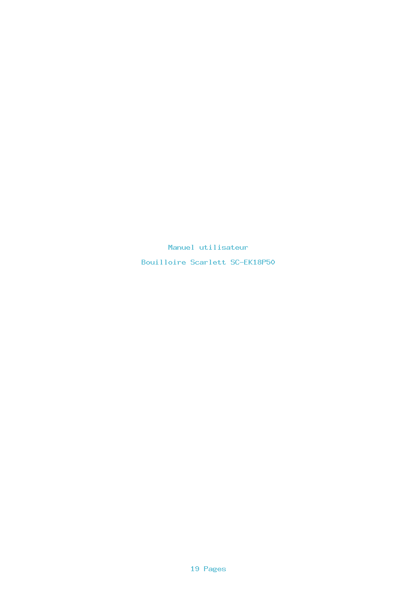 Page 1 de la notice Manuel utilisateur Scarlett SC-EK18P50