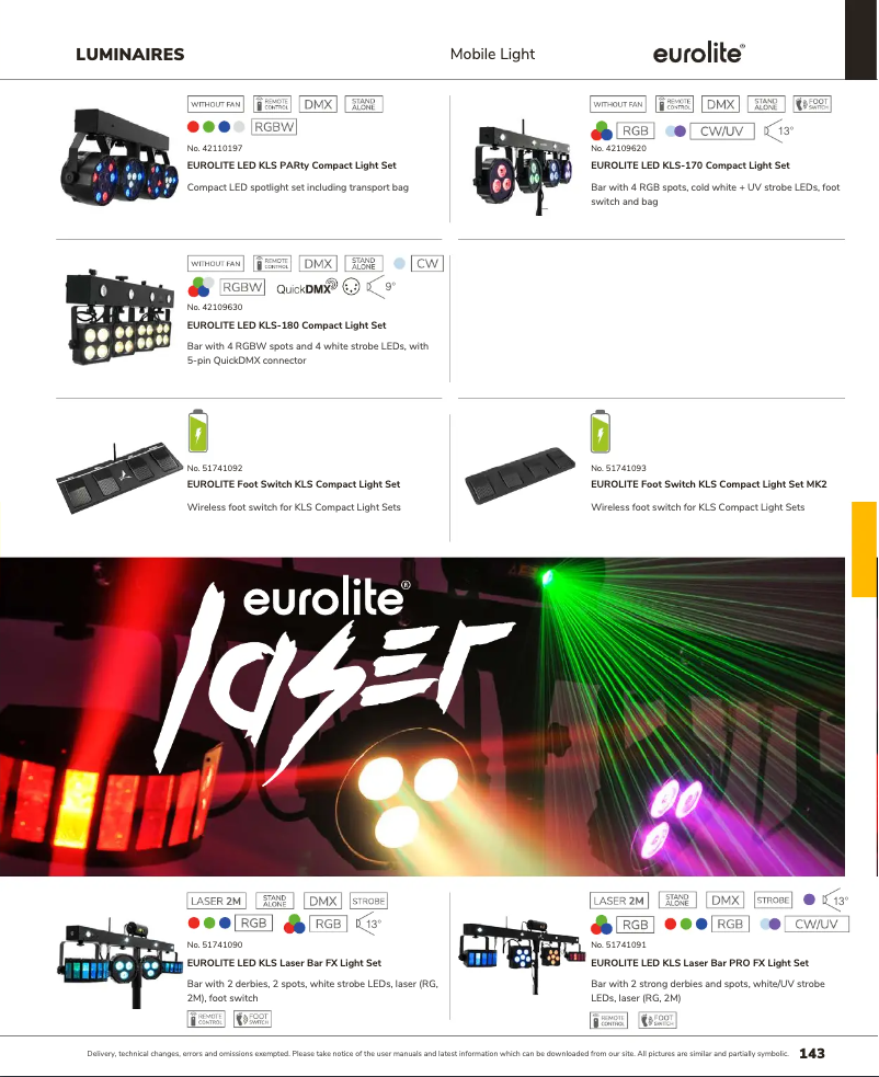 Page 1 of the manual Catalogue Eurolite LED KLS Laser Bar PRO