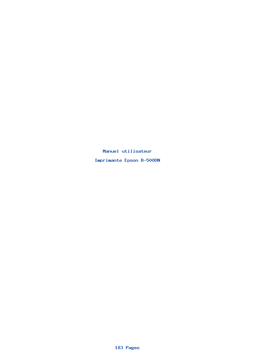 Page 1 de la notice Manuel utilisateur Epson B-500DN