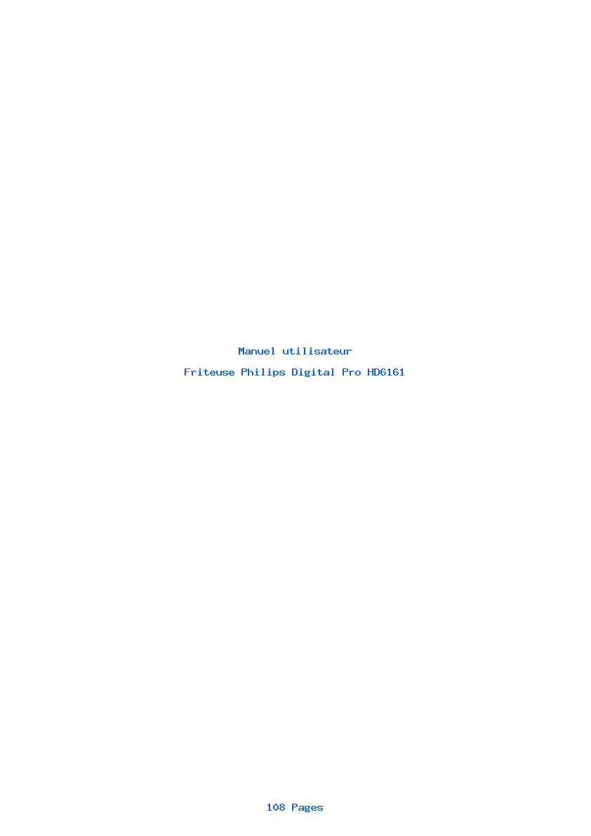 Page 1 de la notice Manuel utilisateur Philips Digital Pro HD6161