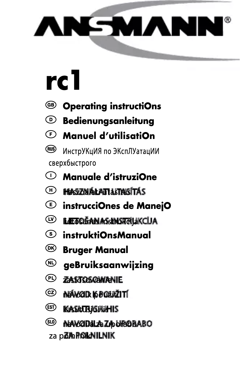 Page 1 de la notice Manuel utilisateur Ansmann RC 1