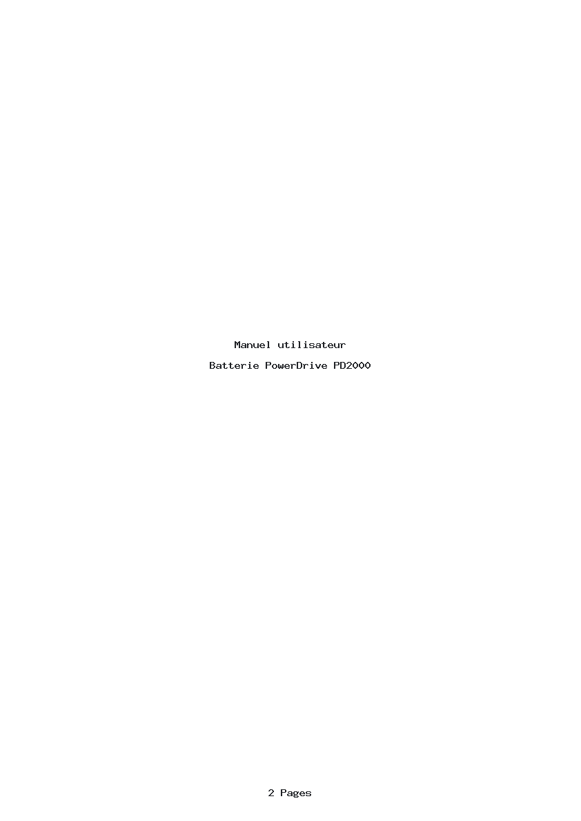 Page 1 de la notice Manuel utilisateur PowerDrive PD2000