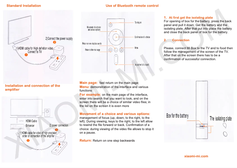 Page 1 of the manual User Manual Xiaomi Mi Box Mini