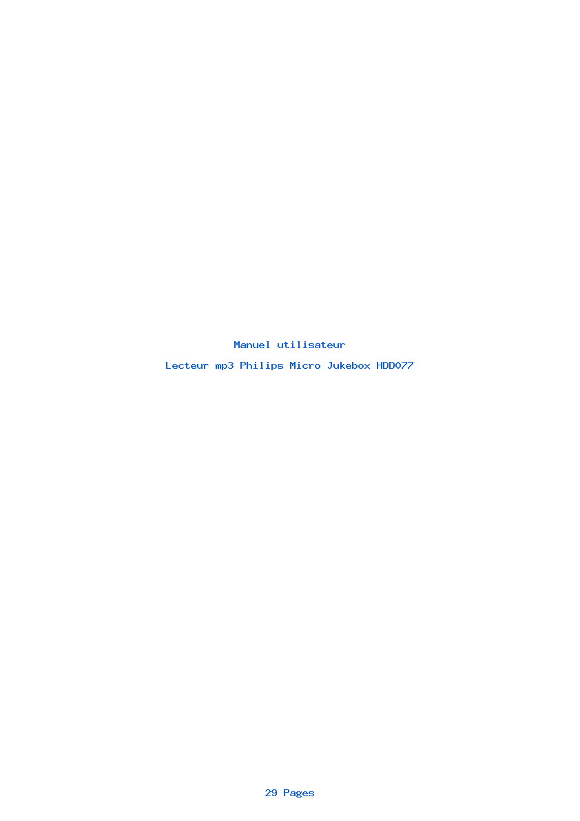 Page 1 de la notice Manuel utilisateur Philips Micro Jukebox HDD077