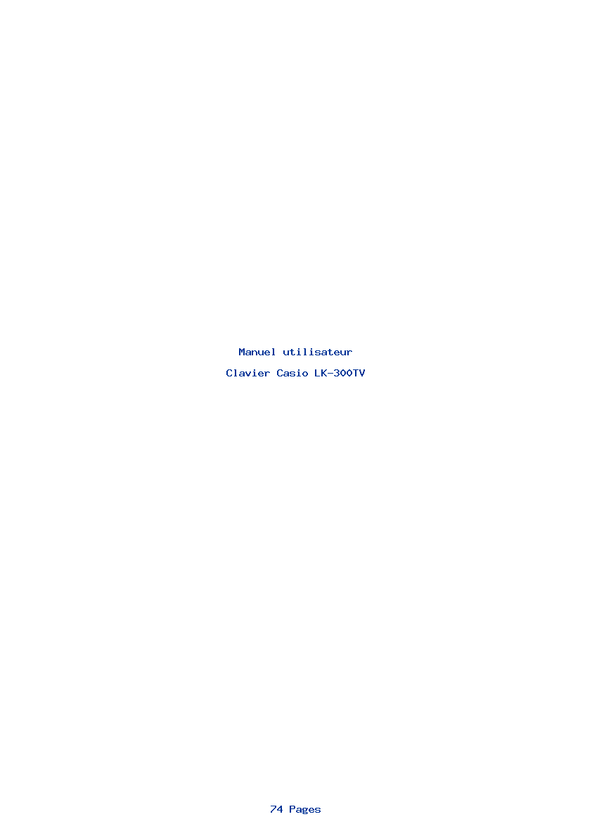 Page 1 de la notice Manuel utilisateur Casio LK-300TV