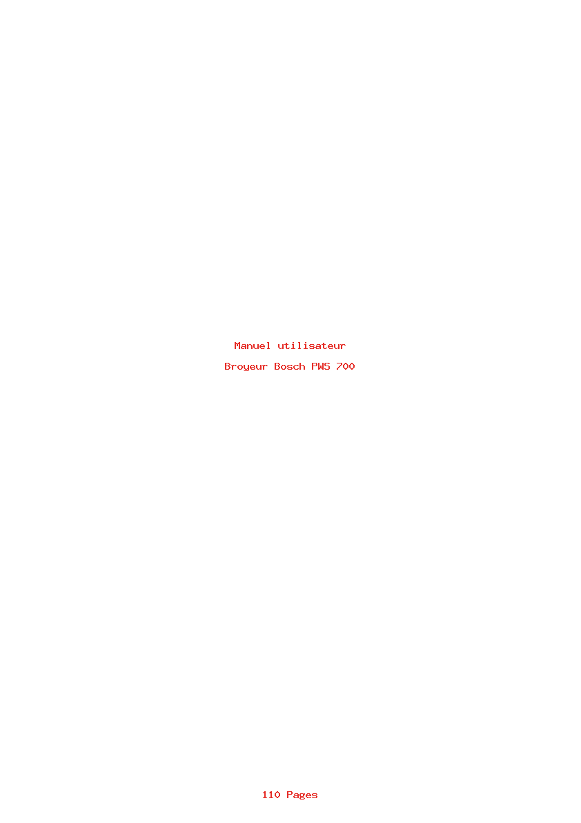 Page 1 de la notice Manuel utilisateur Bosch PWS 700