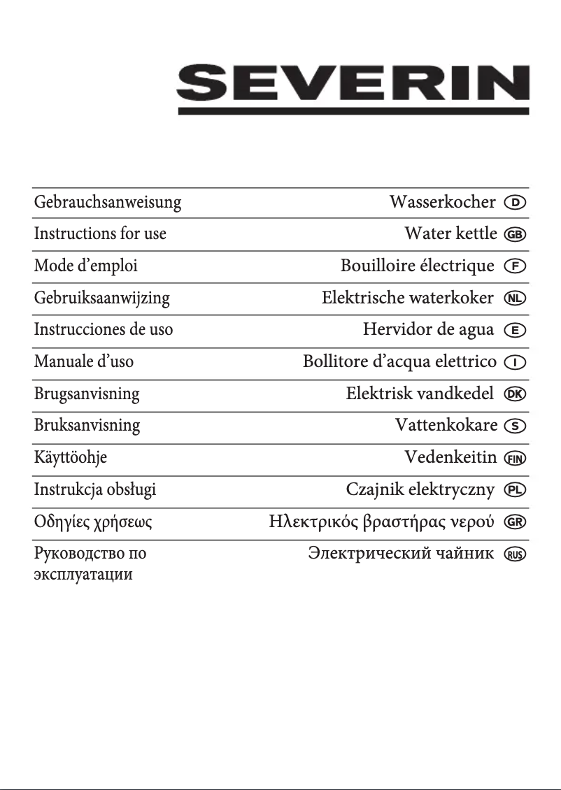 Page 1 de la notice Manuel utilisateur Severin WK 3327