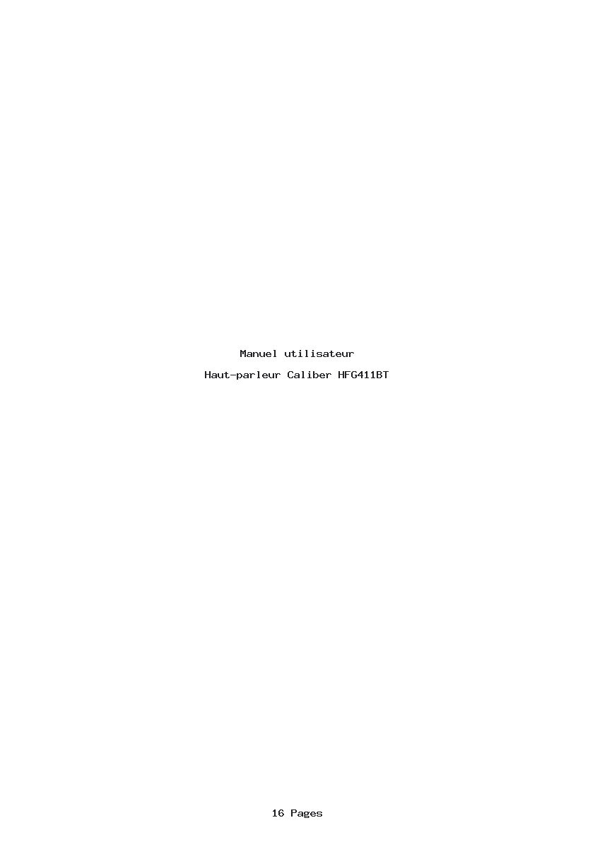 Page 1 de la notice Manuel utilisateur Caliber HFG411BT