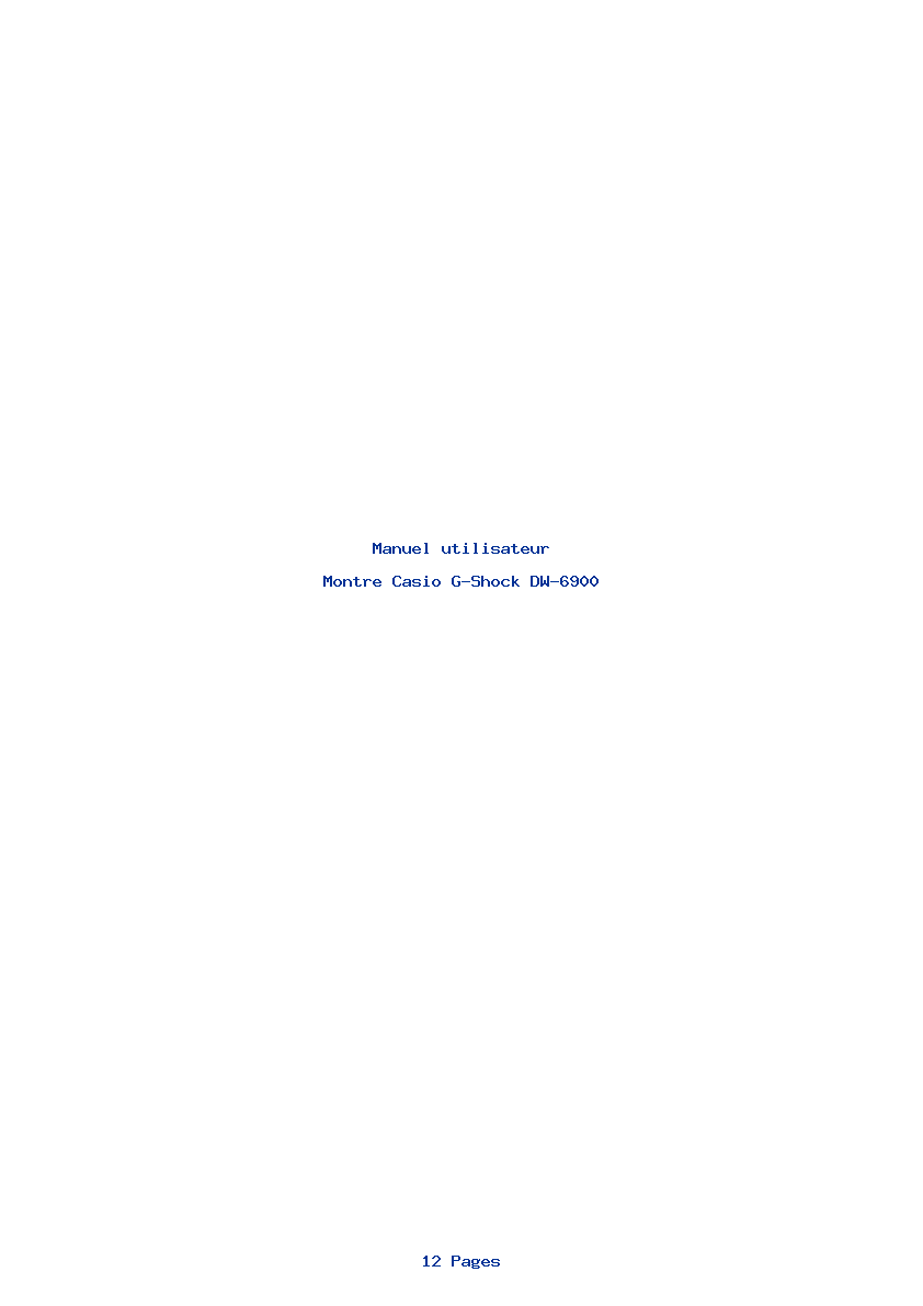 Page 1 de la notice Manuel utilisateur Casio G-Shock DW-6900