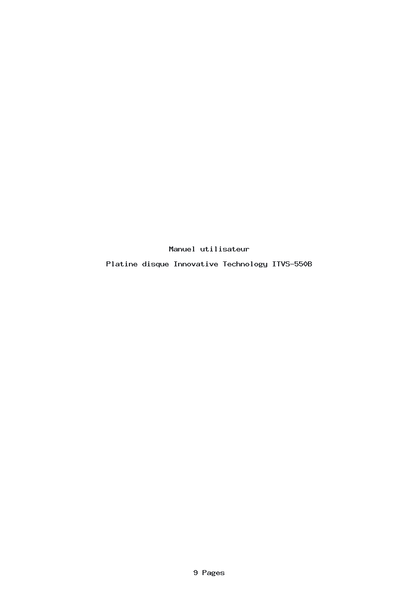Page 1 de la notice Manuel utilisateur Innovative Technology ITVS-550B