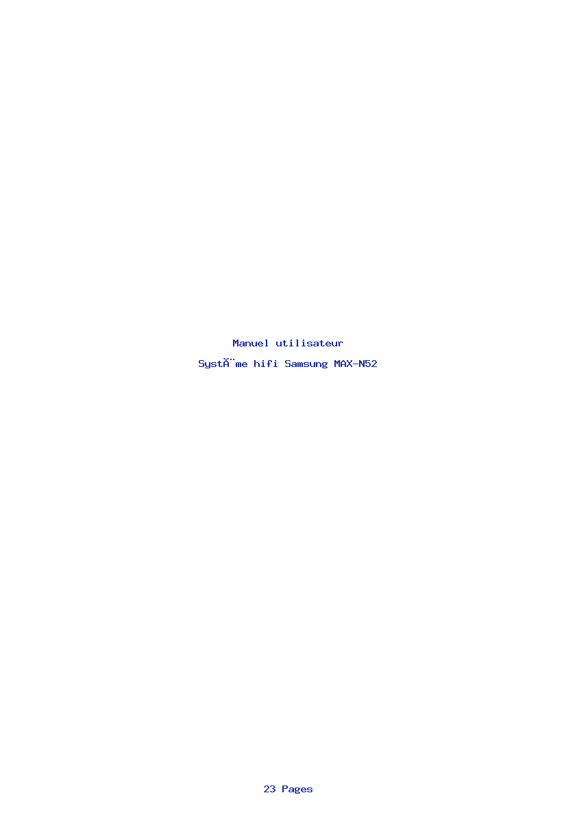 Page 1 de la notice Manuel utilisateur Samsung MAX-N52