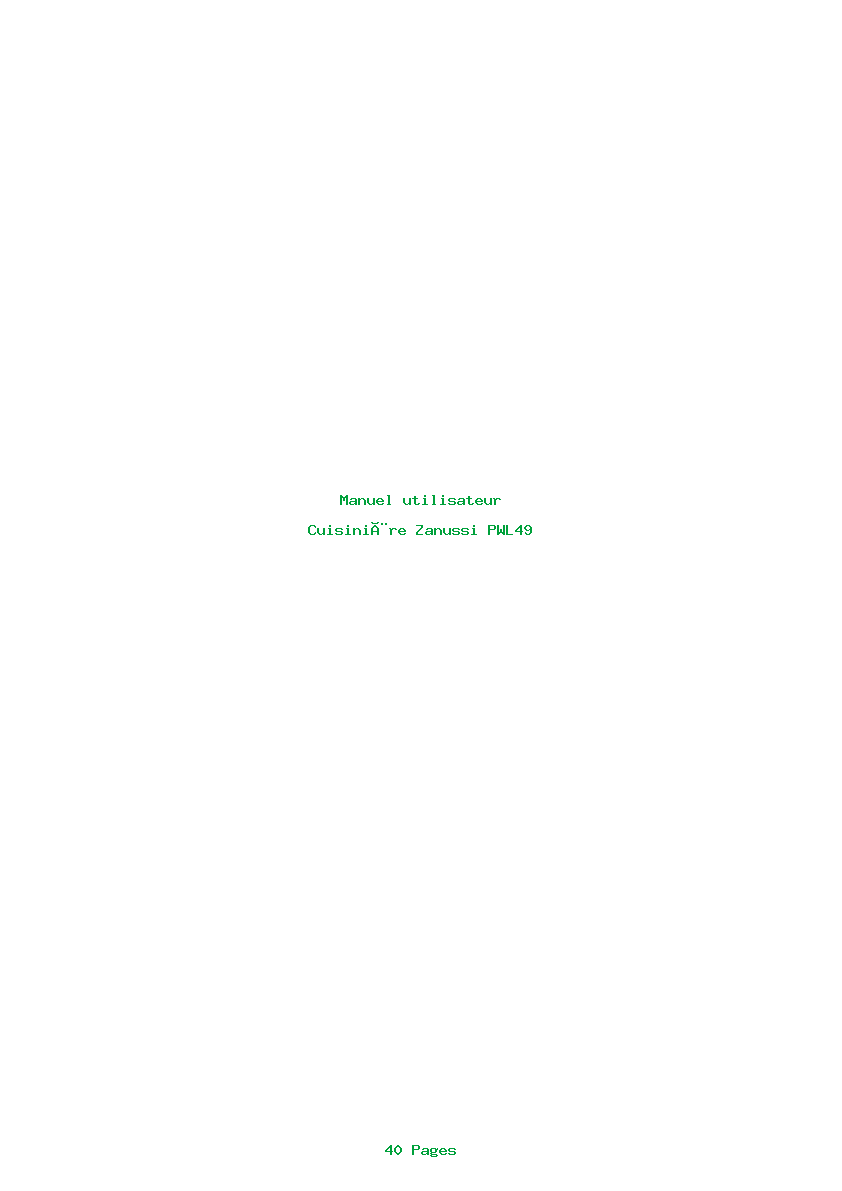 Page 1 de la notice Manuel utilisateur Zanussi PWL49