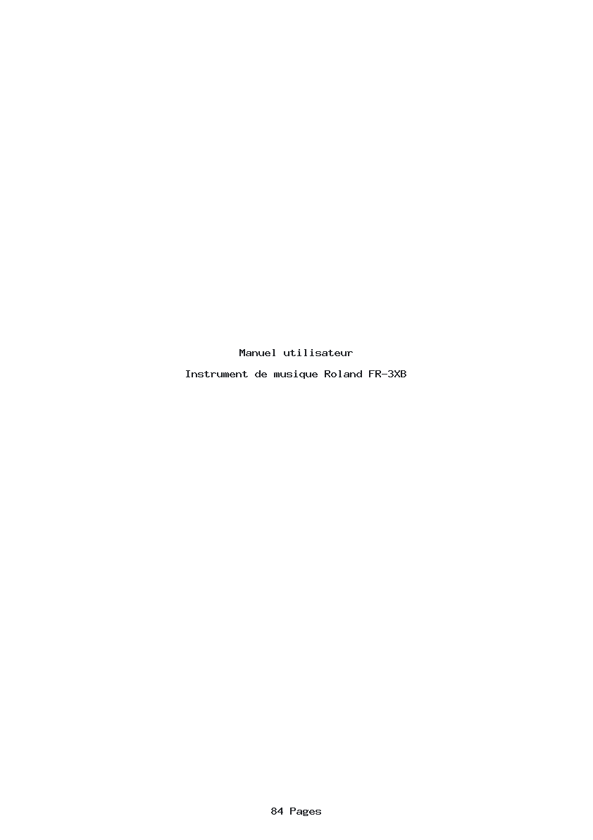 Page 1 de la notice Manuel utilisateur Roland FR-3XB