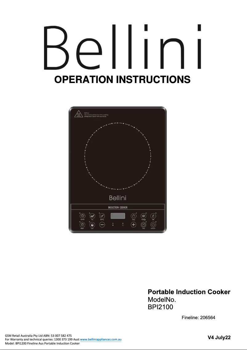 Page 1 de la notice Manuel utilisateur Bellini BPI2100