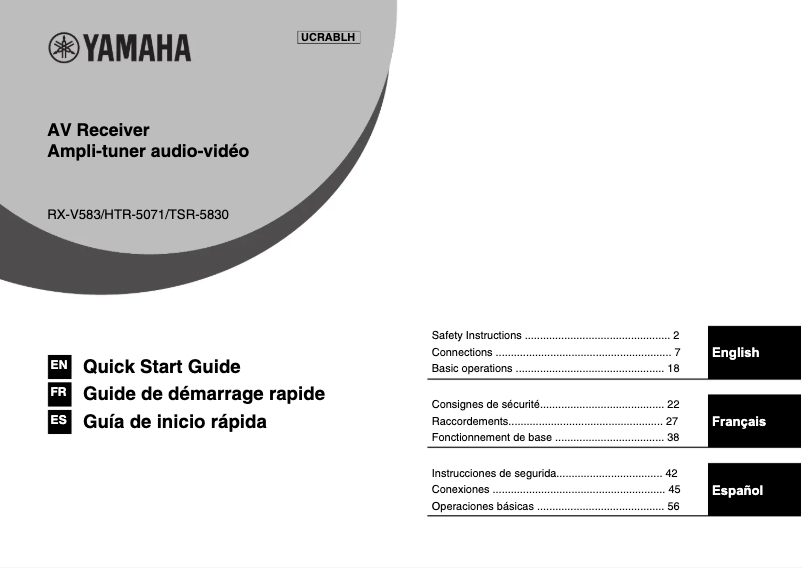 Page 1 de la notice Manuel utilisateur Yamaha TSR-5830