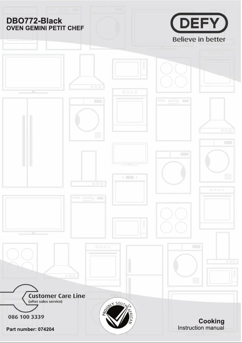 Page 1 de la notice Manuel utilisateur Defy DBO772