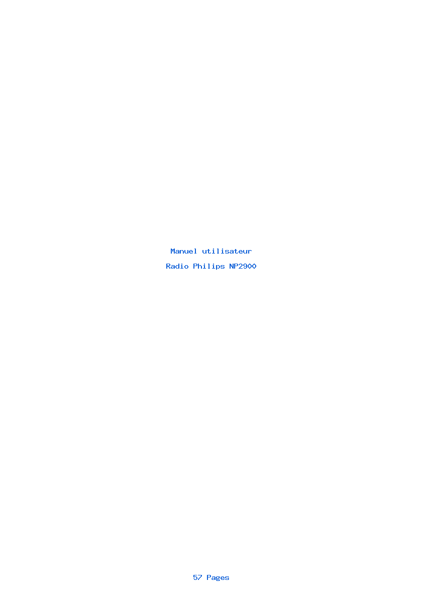 Page 1 de la notice Manuel utilisateur Philips NP2900
