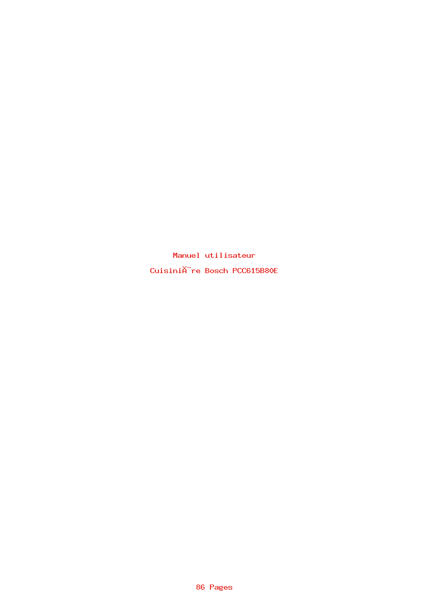 Page 1 de la notice Manuel utilisateur Bosch PCC615B80E