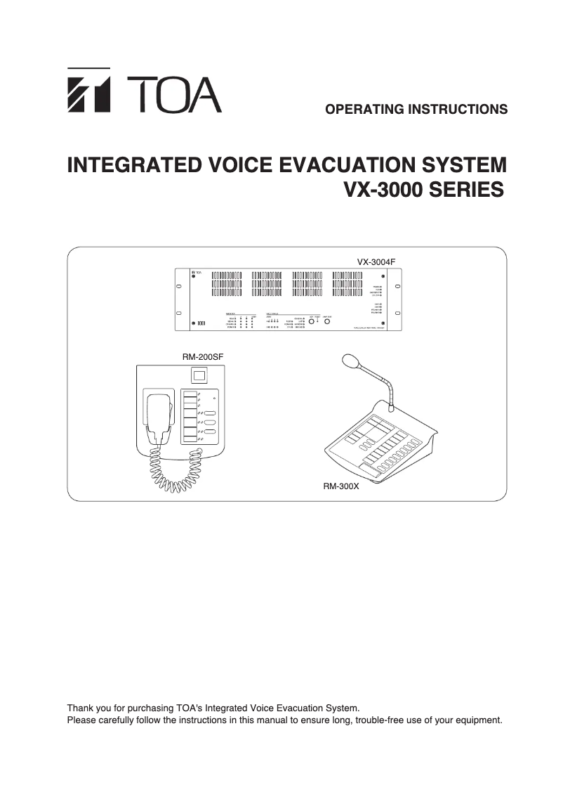 Page 1 de la notice Manuel utilisateur TOA RM-300X