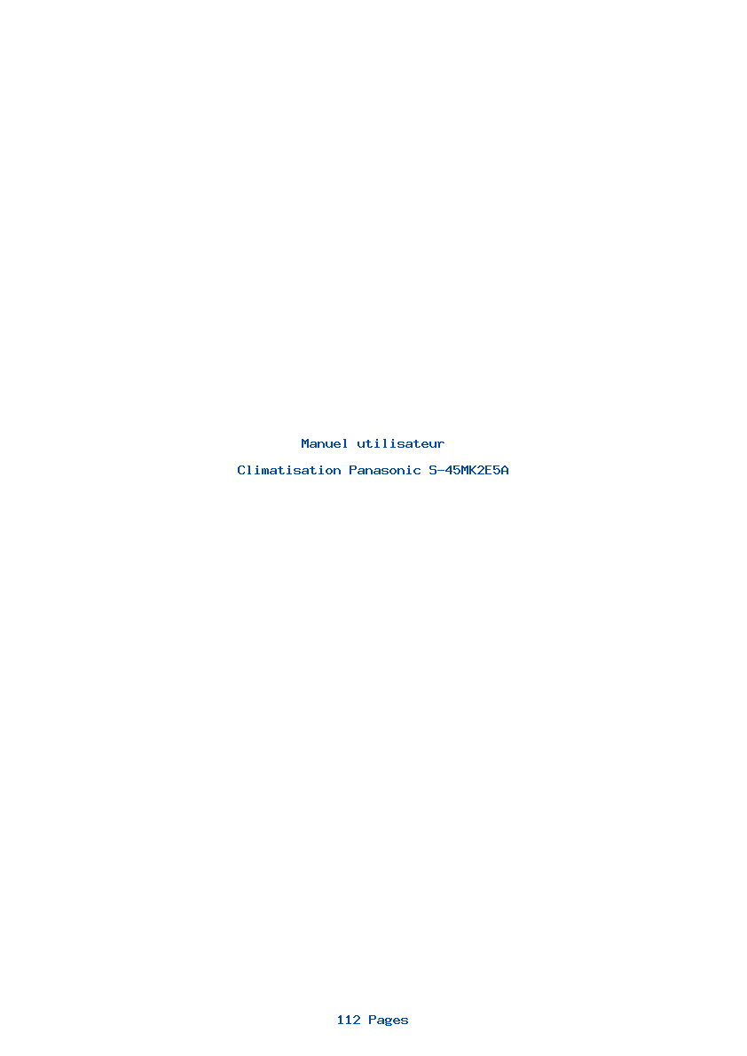 Page 1 de la notice Manuel utilisateur Panasonic S-45MK2E5A