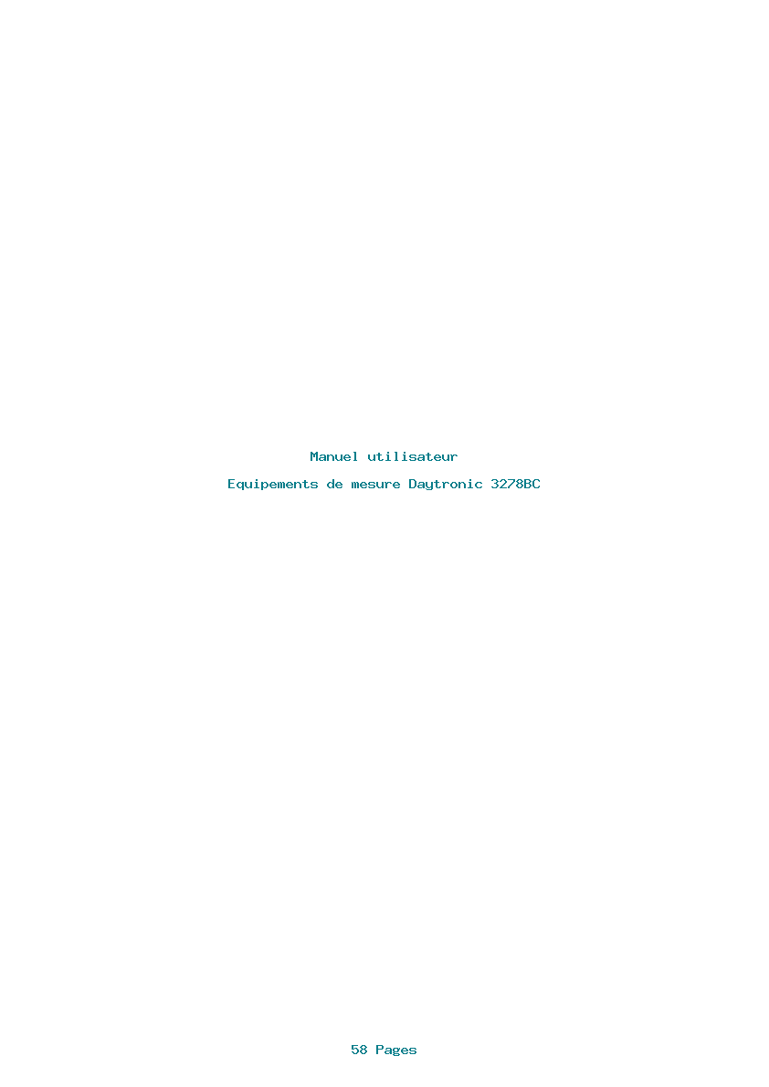 Page 1 de la notice Manuel utilisateur Daytronic 3278BC