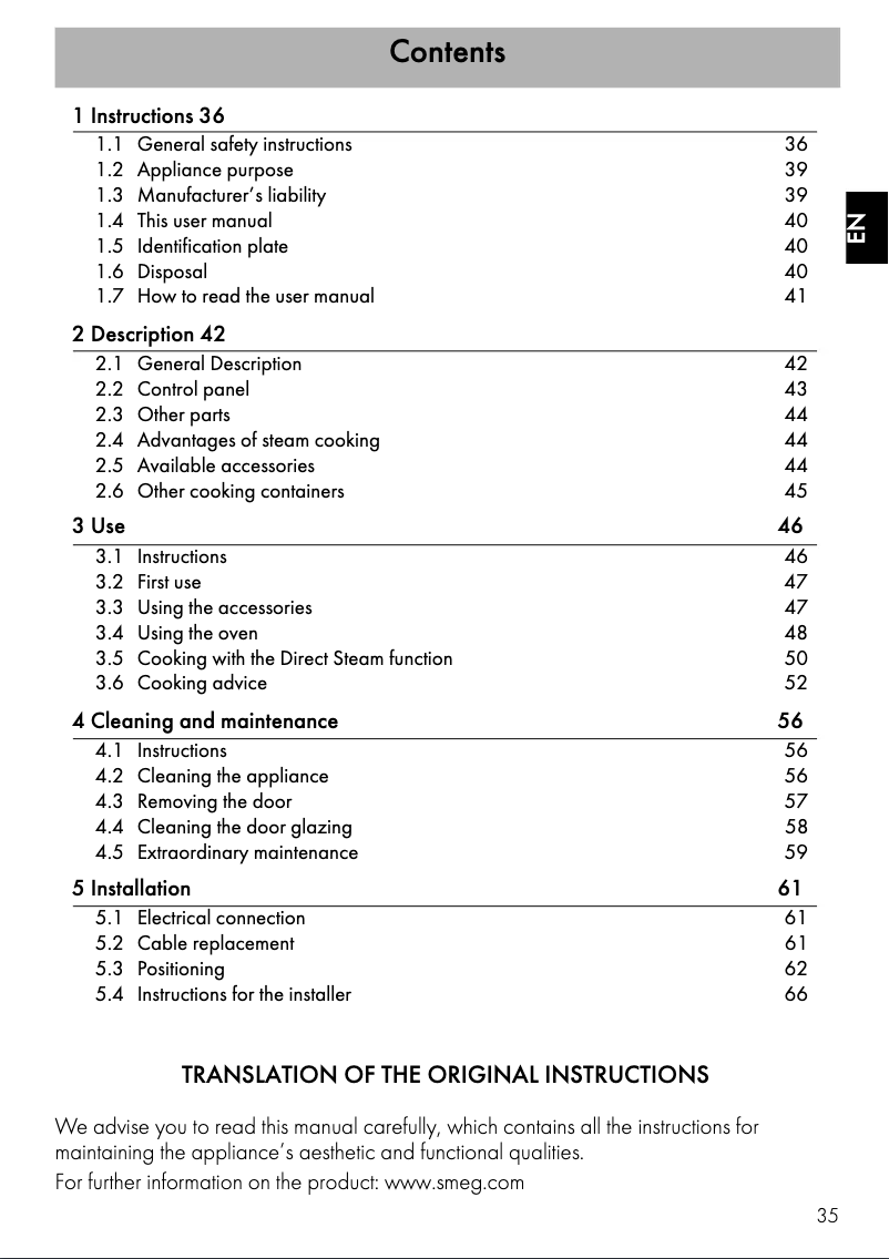 Page 1 de la notice Mode d'emploi Smeg SF64M3DN