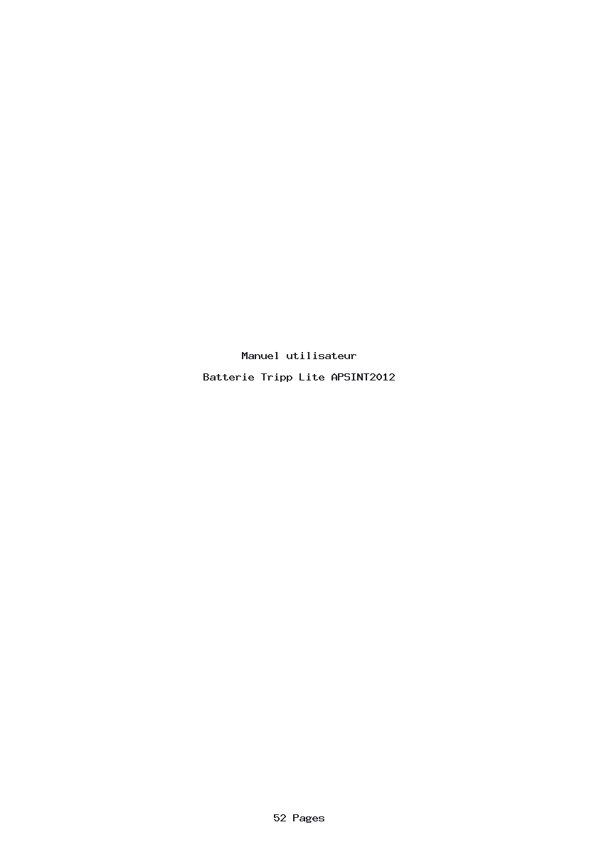 Page 1 de la notice Manuel utilisateur Tripp Lite APSINT2012