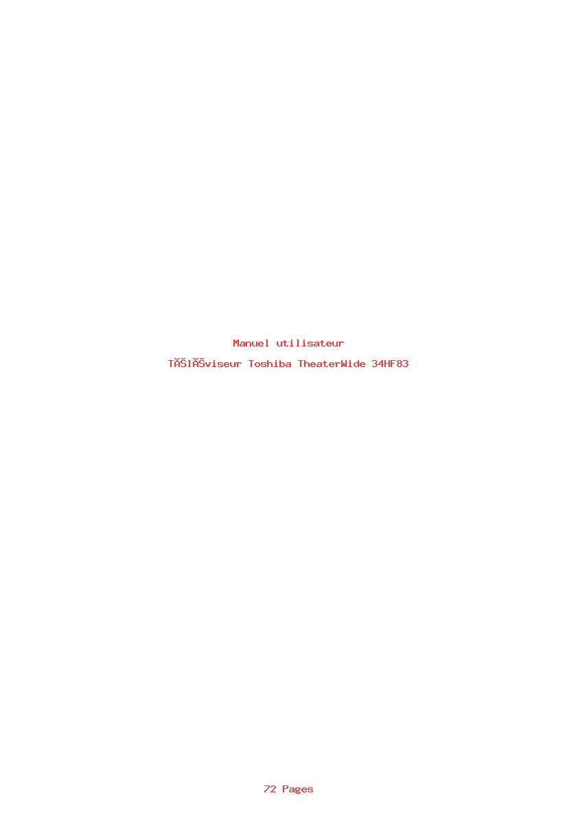 Page 1 de la notice Manuel utilisateur Toshiba TheaterWide 34HF83