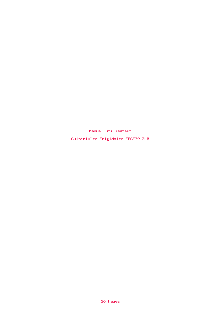 Page 1 de la notice Manuel utilisateur Frigidaire FFGF3017LB