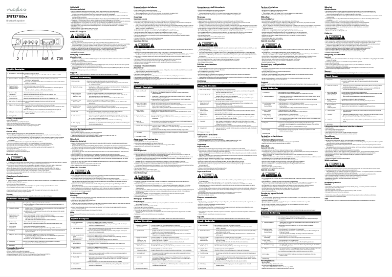 Page 1 de la notice Manuel utilisateur Nedis SPBT37100BN