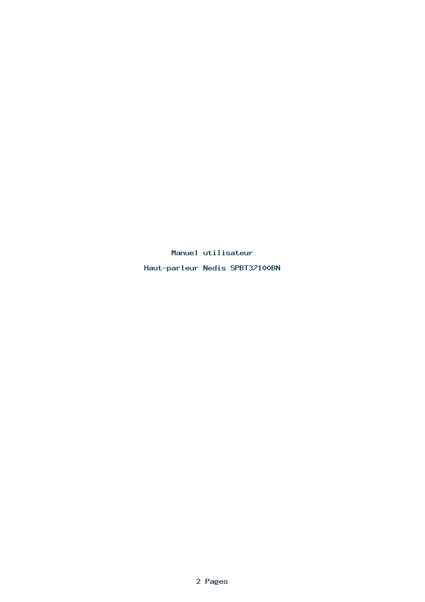 Page 1 de la notice Manuel utilisateur Nedis SPBT37100BN