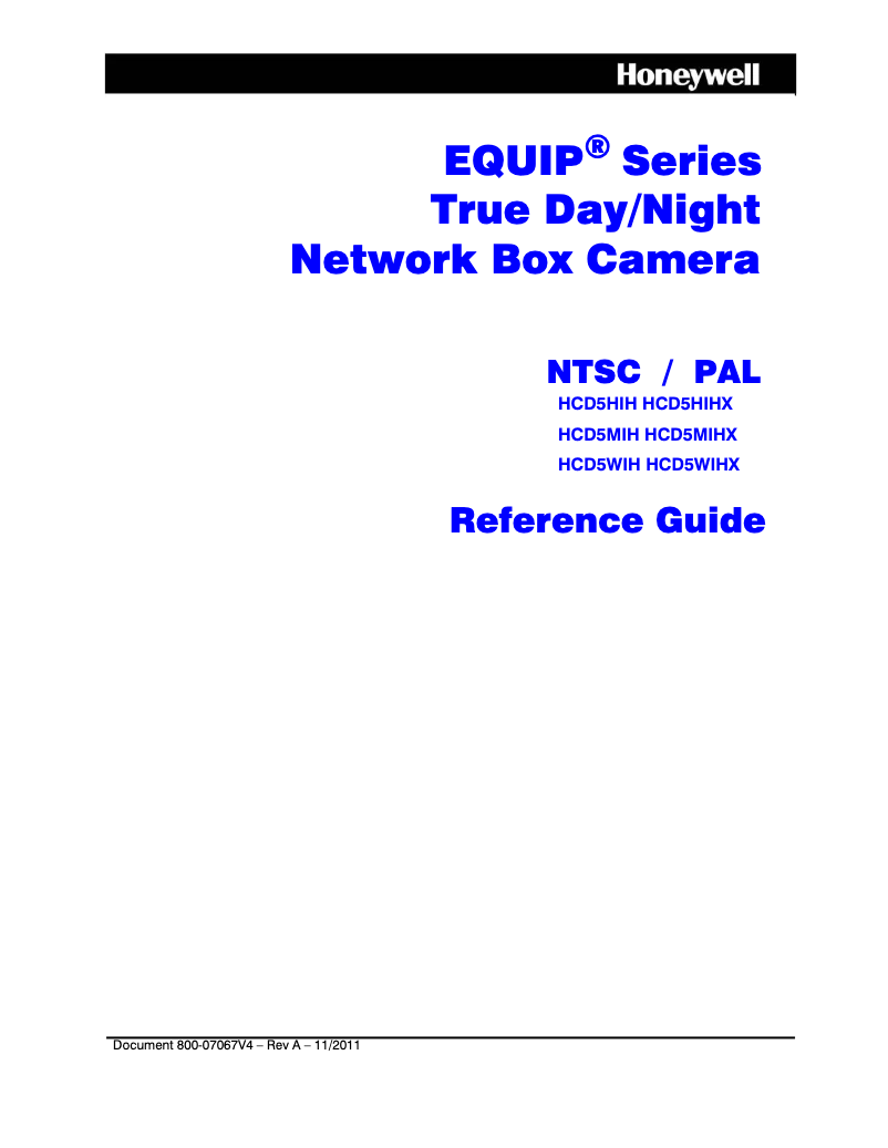 Page 1 de la notice Manuel utilisateur Honeywell Equip HCD5WIH