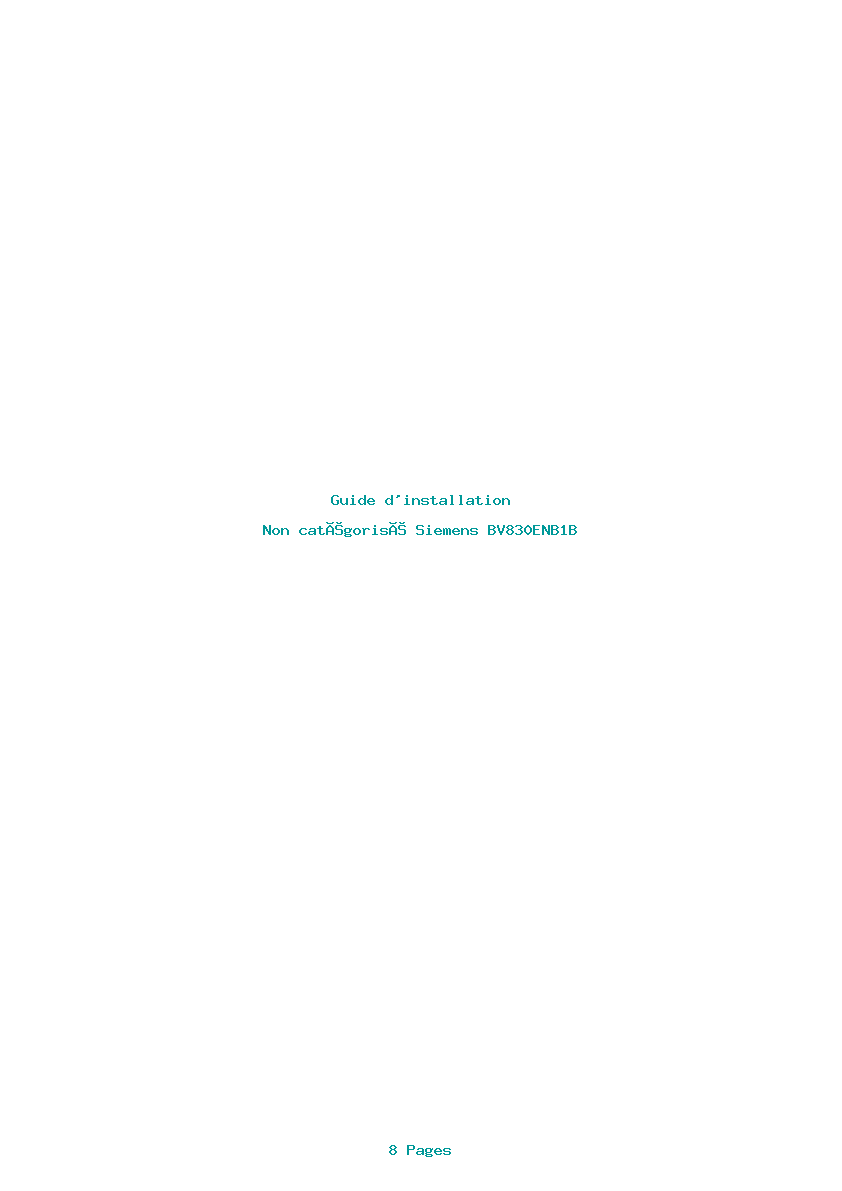 Page 1 de la notice Guide d'installation Siemens BV830ENB1B