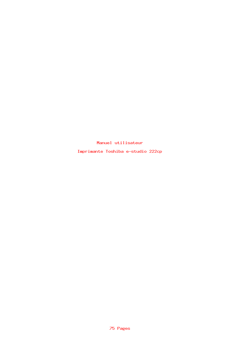 Page 1 de la notice Manuel utilisateur Toshiba e-studio 222cp