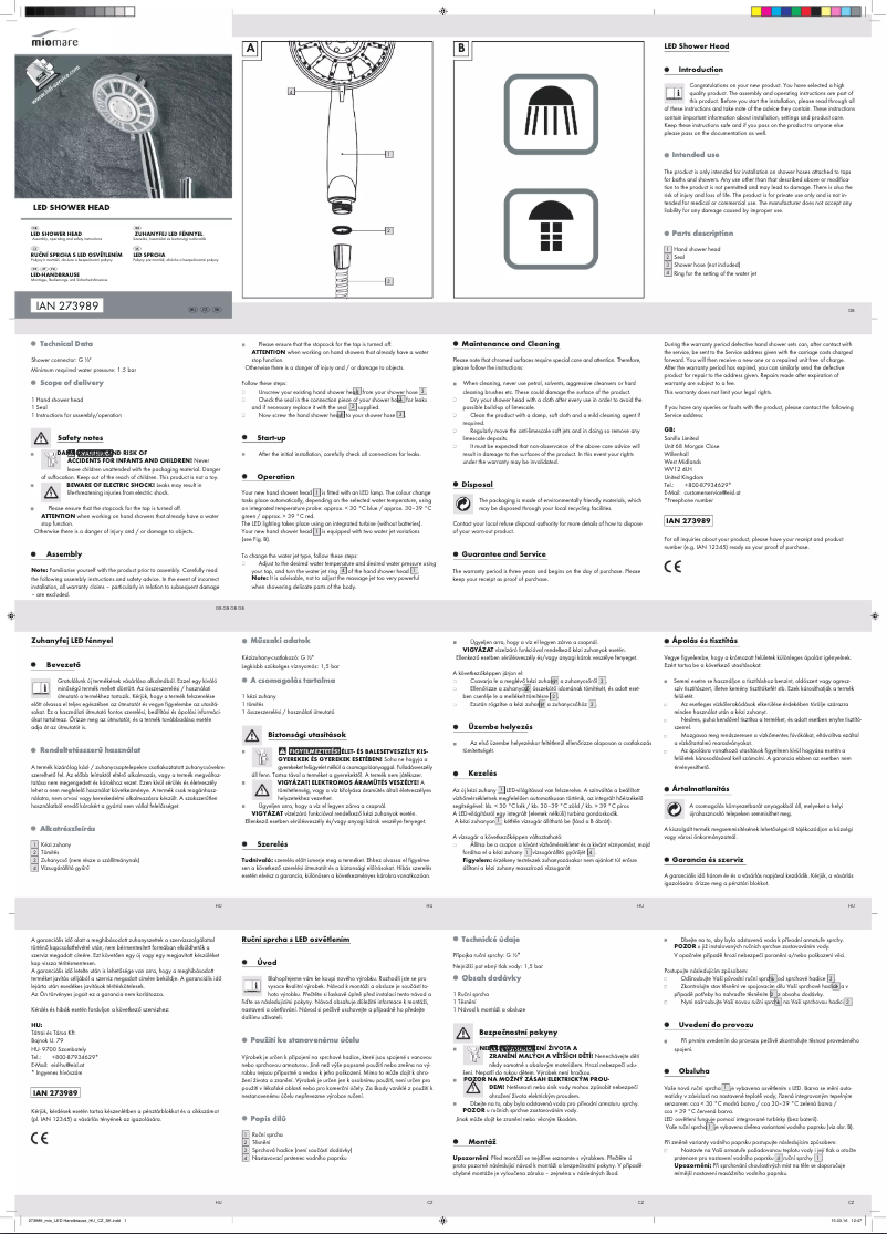 Page 1 de la notice Manuel utilisateur Miomare IAN 273989