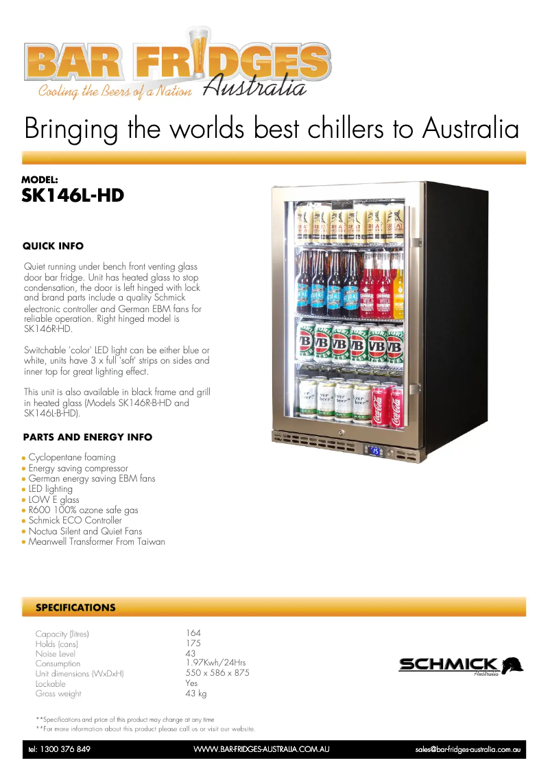 Page 1 of the manual Technical Sheet Schmick SK146L-HD