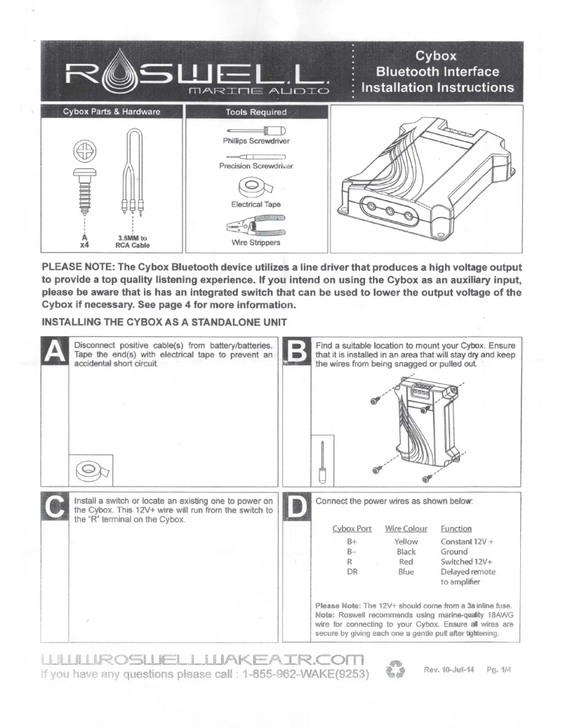 Page 1 de la notice Manuel utilisateur Roswell R1